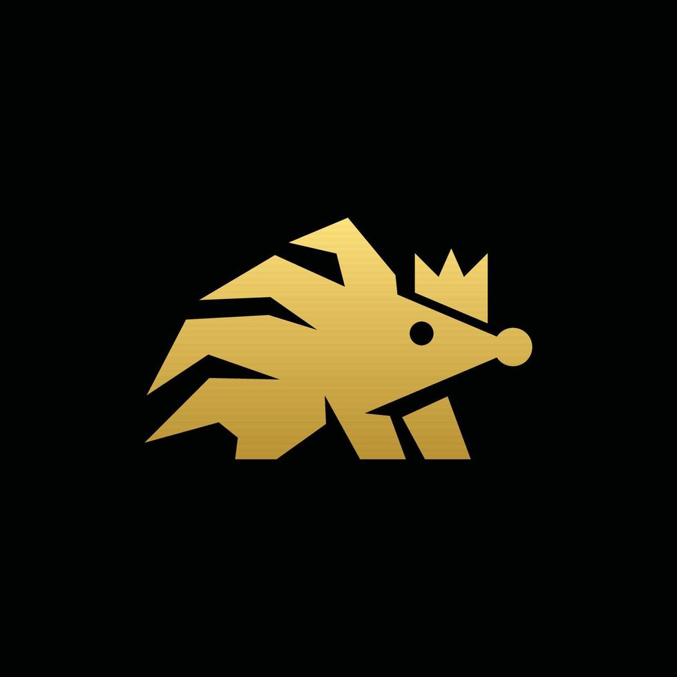erizo corona animal logo geométrico vector