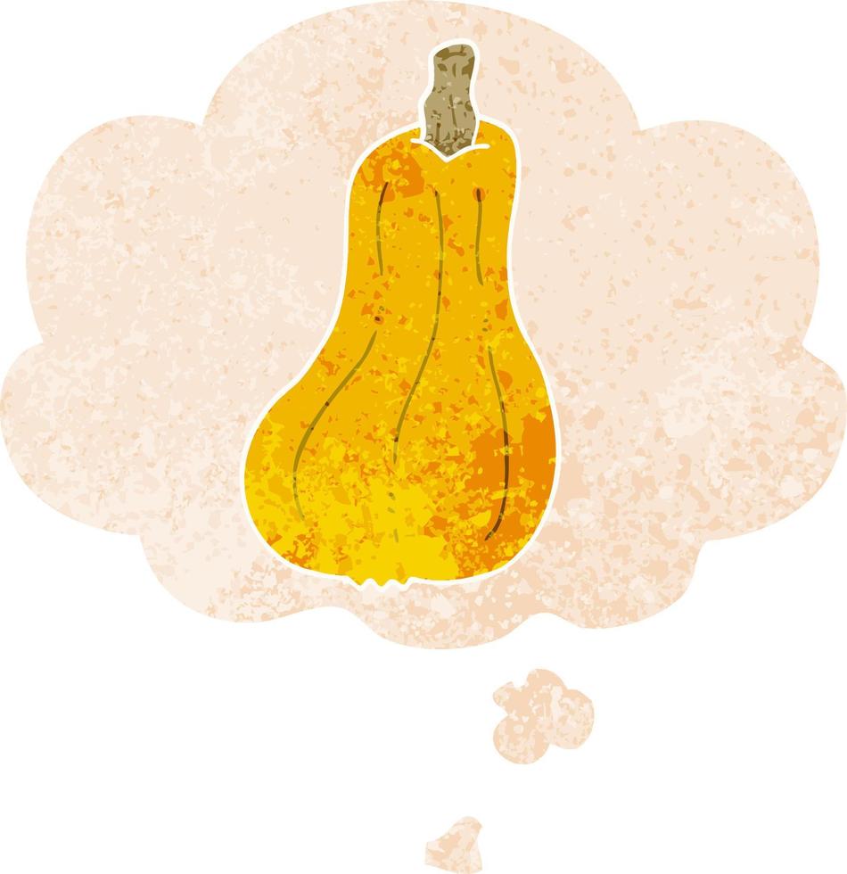 cartoon squash and thought bubble in retro textured style vector