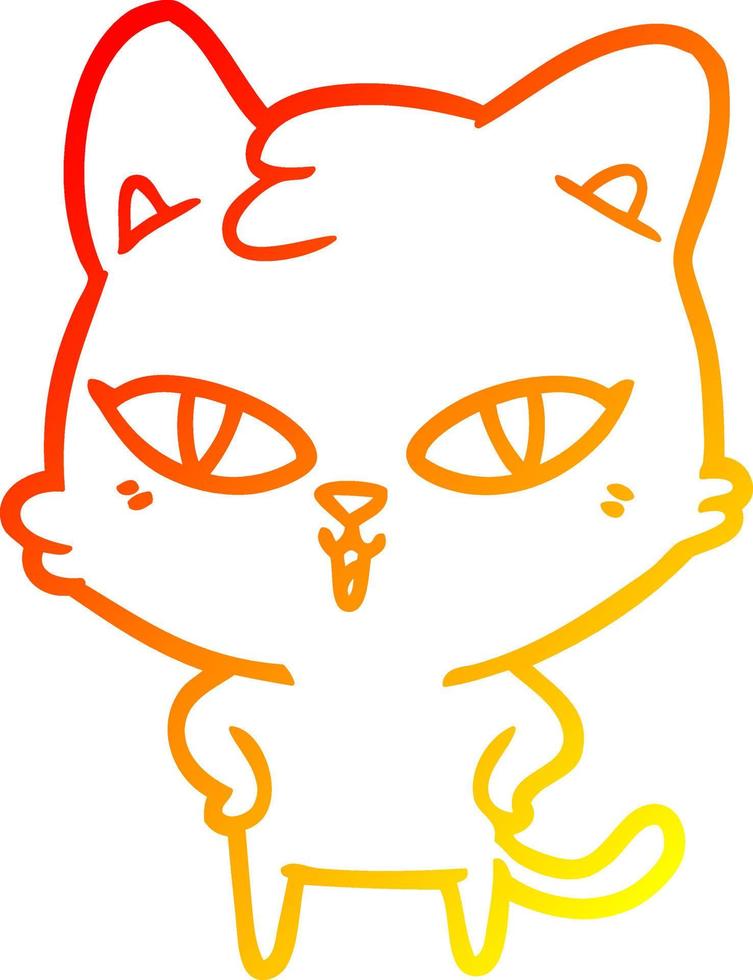 gato de dibujos animados de dibujo de línea de gradiente cálido vector