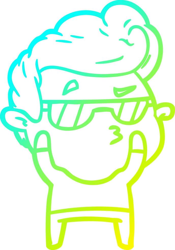 cold gradient line drawing cartoon cool guy vector