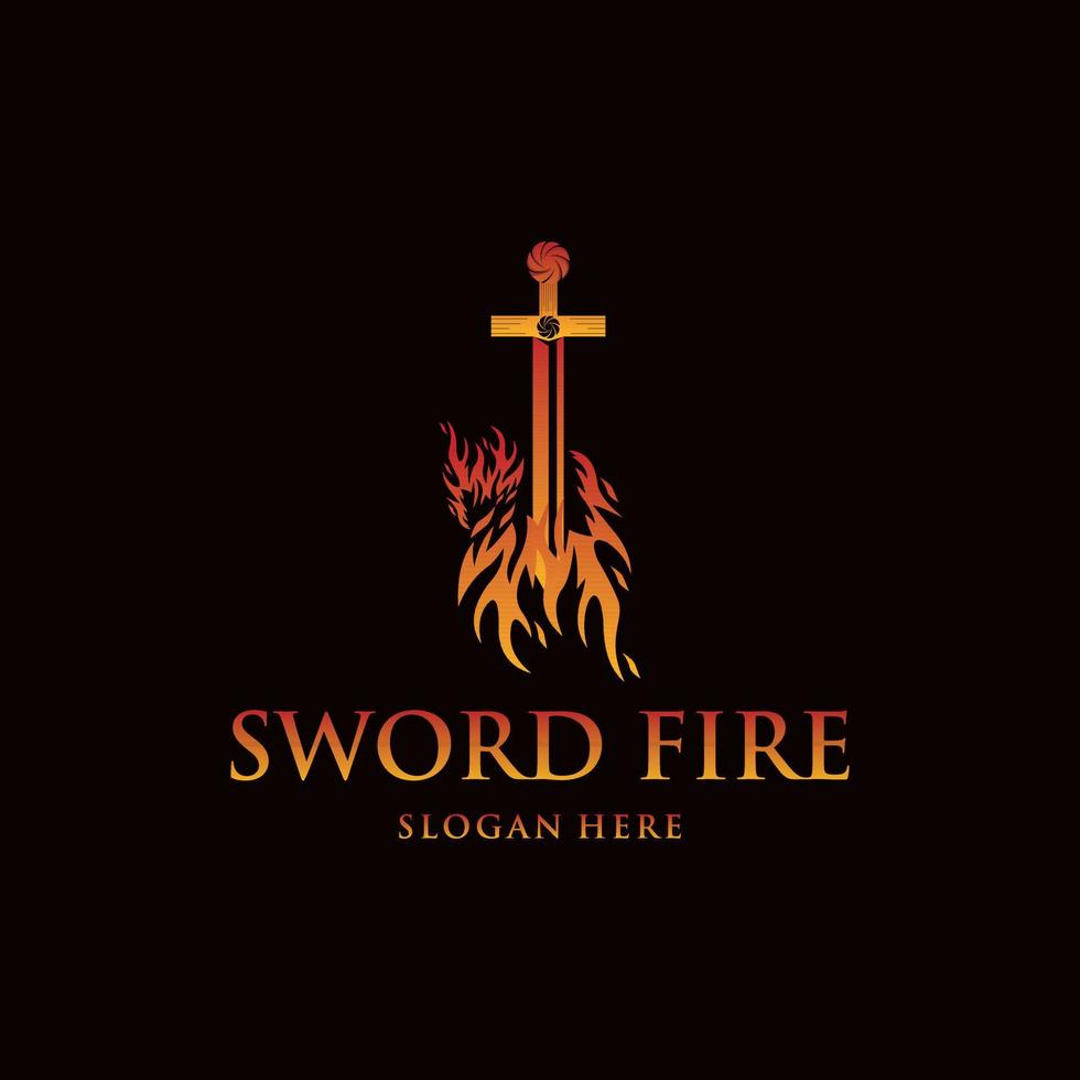 Sword Fire Illustration Creative Logo vector