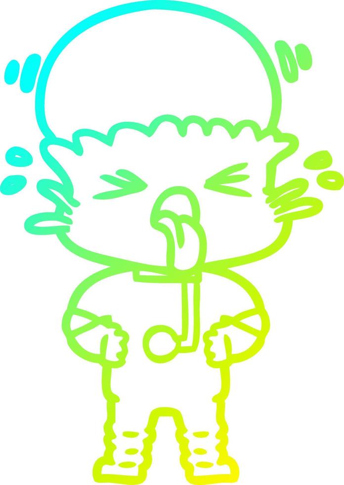 cold gradient line drawing disgusted cartoon alien vector