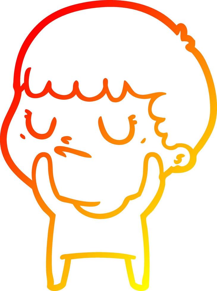 warm gradient line drawing cartoon grumpy boy vector