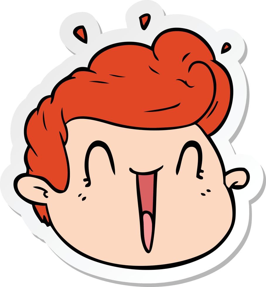 sticker of a cartoon male face surprised vector