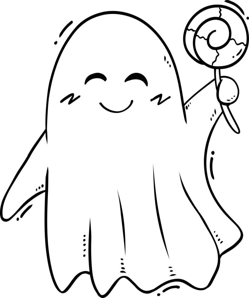 Cute Ghost Holding a Lollipop vector