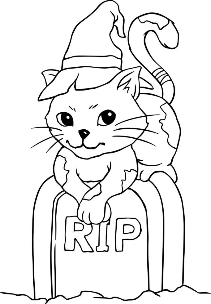 Cat in a Witch Hat vector