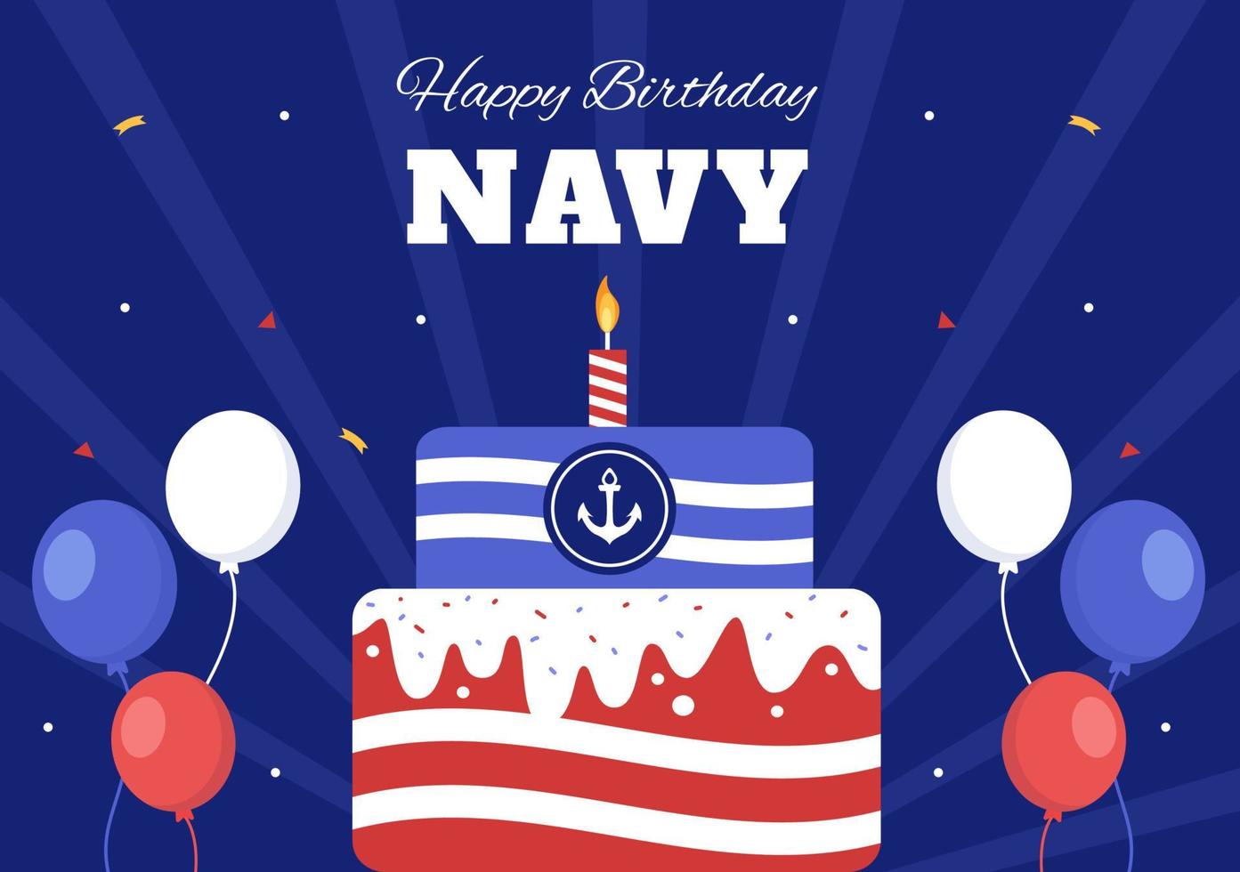 cumpleaños de la marina estadounidense el 13 de octubre ilustración plana de dibujos animados dibujados a mano adecuada para carteles, pancartas y tarjetas de felicitación en estilo de fondo vector