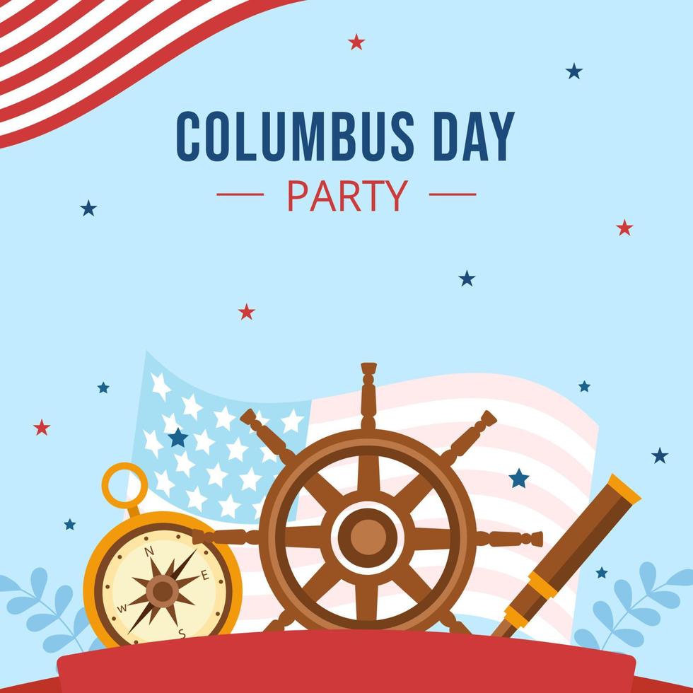 Happy Columbus Day Background Template Hand Drawn Cartoon Flat Illustration vector