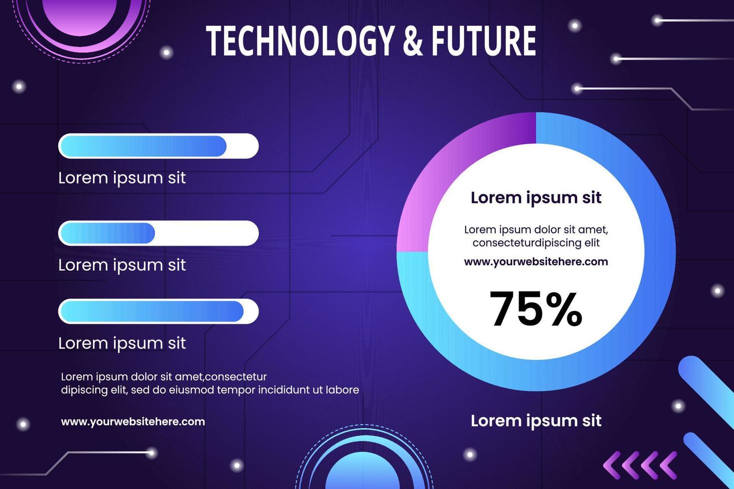 Technology Infographic Template Hand Drawn Cartoon Flat Illustration vector