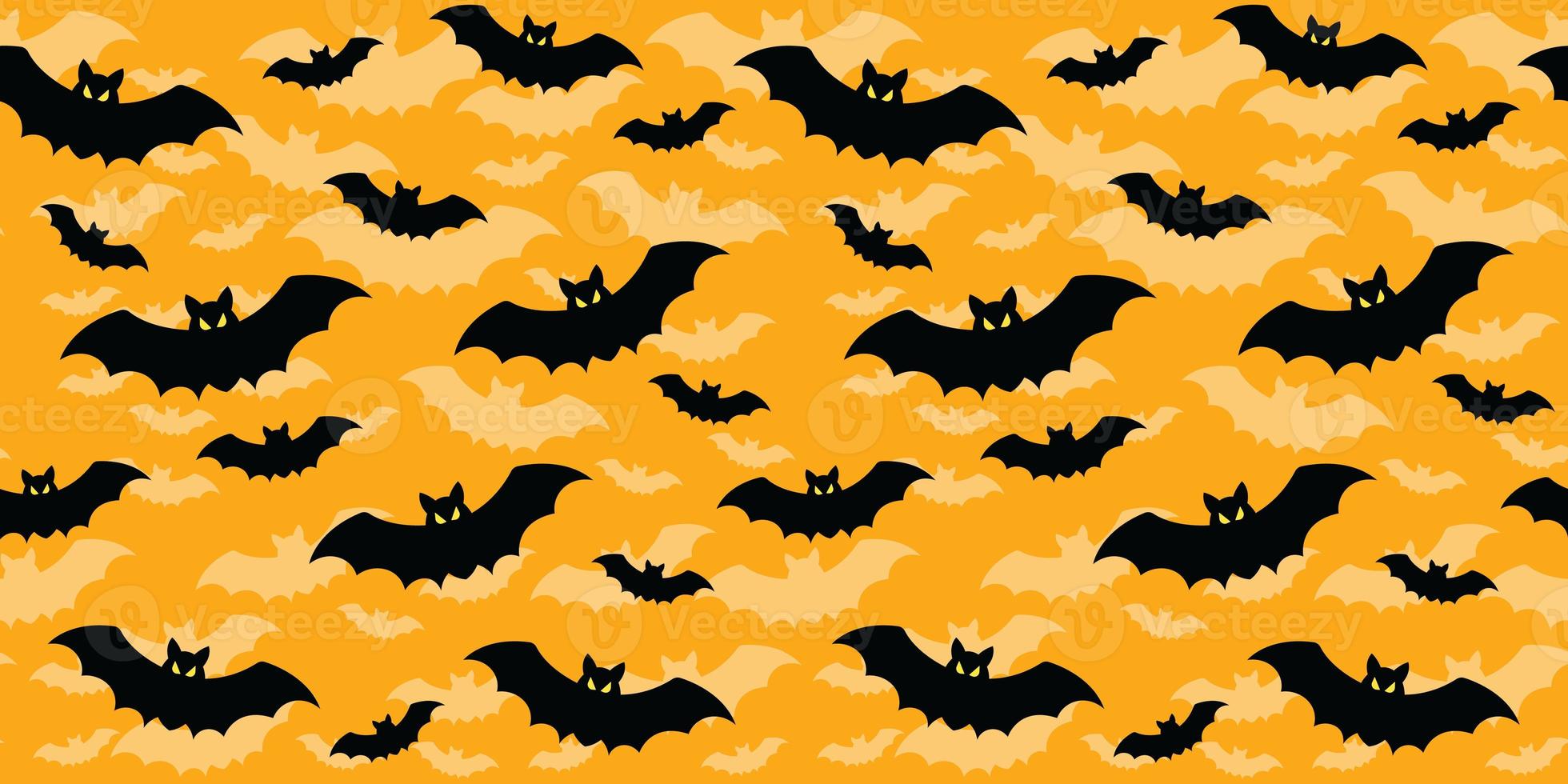 Seamless bat background in yellow halloween banner photo