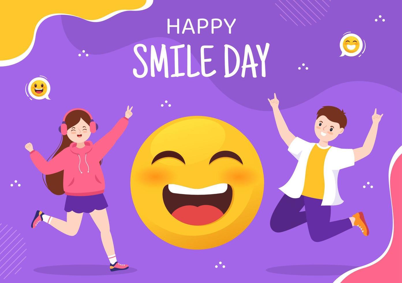 World Smile Day Background Template Hand Drawn Cartoon Flat Illustration vector