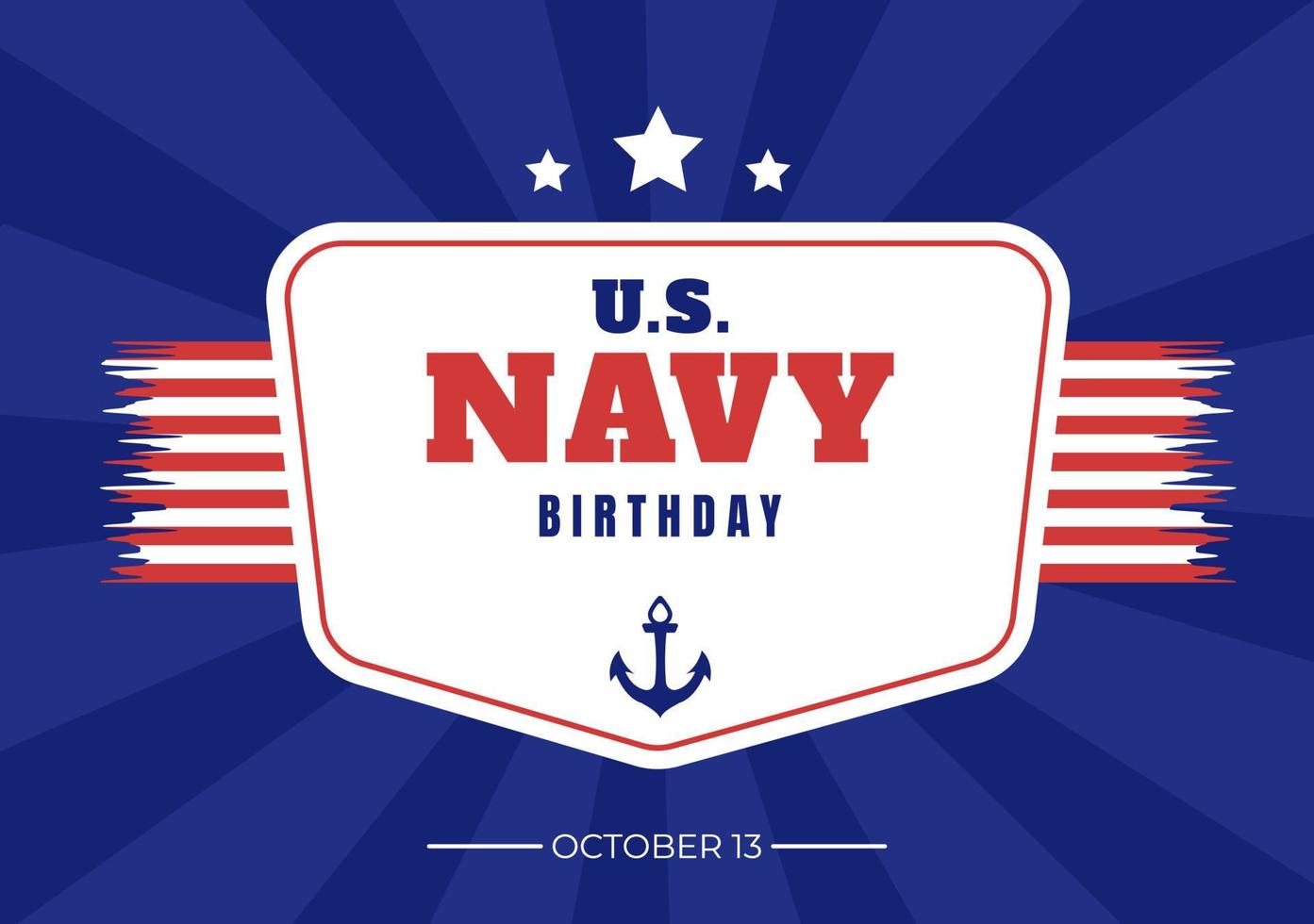 U.S. Navy Birthday on October 13th Hand Drawn Cartoon Flat  Illustration Suitable for Poster, Banners and Greeting Card in Background Style vector