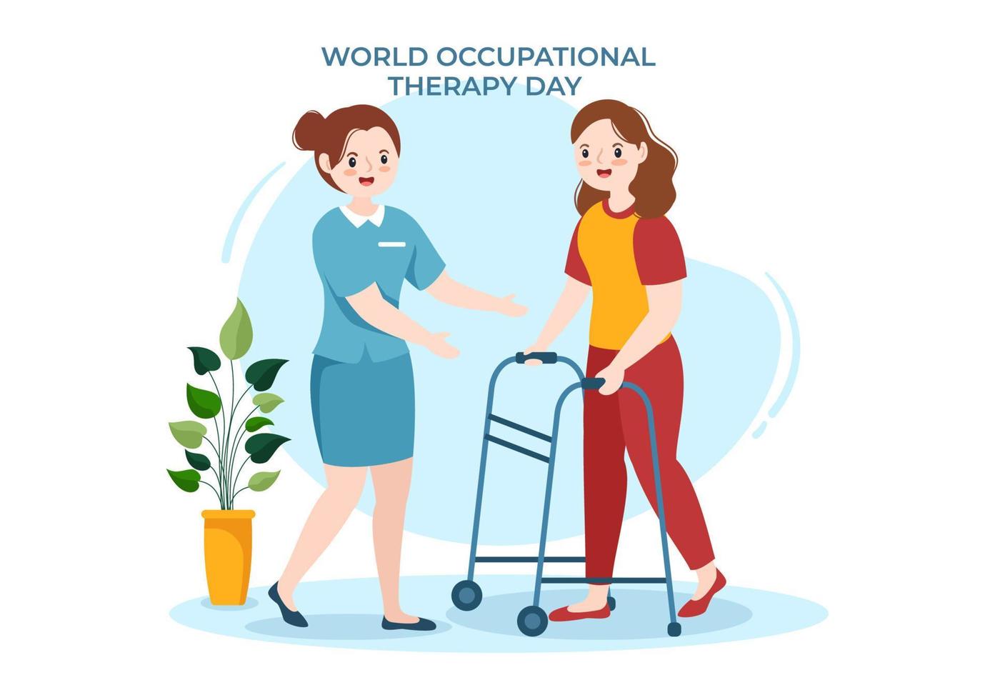 World Occupational Therapy Day Celebration Hand Drawn Cartoon Flat Illustration with Physical Therapists to Maintain and Recover Health vector