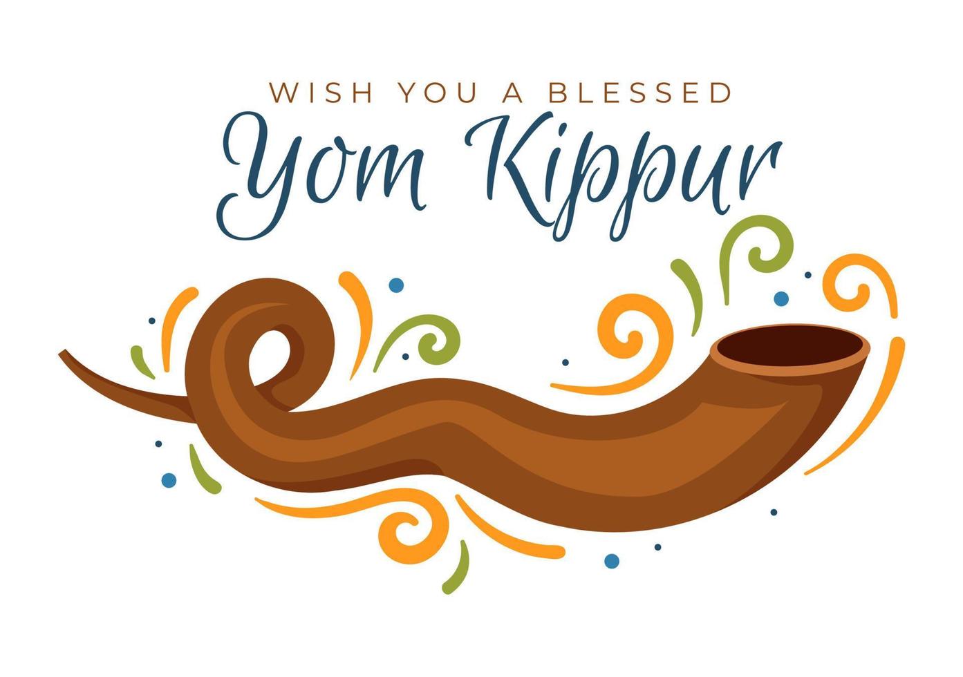 Yom Kippur Celebration Hand Drawn Cartoon Flat Illustration to Day of Atonement in Judaism on Background Design vector