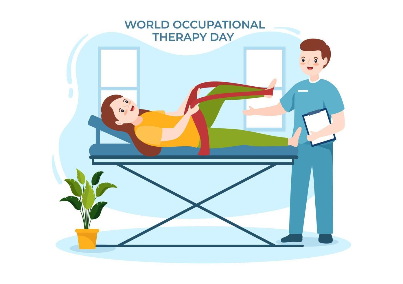 World Occupational Therapy Day Celebration Hand Drawn Cartoon Flat Illustration with Physical Therapists to Maintain and Recover Health vector