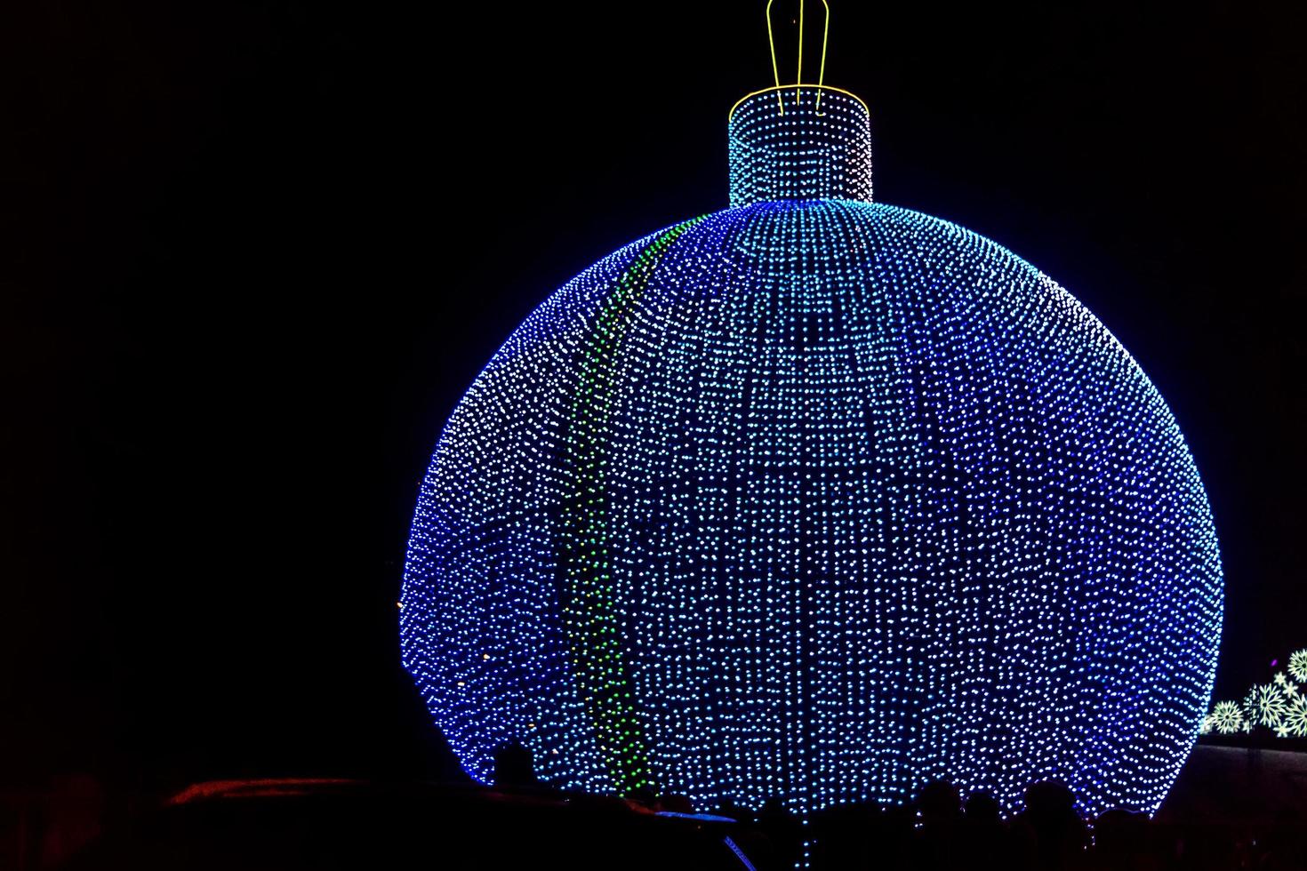 Moscow, Russia, 2018 -  Giant New Year Tree LED Light Ball on Poklonnaya Hill at night photo