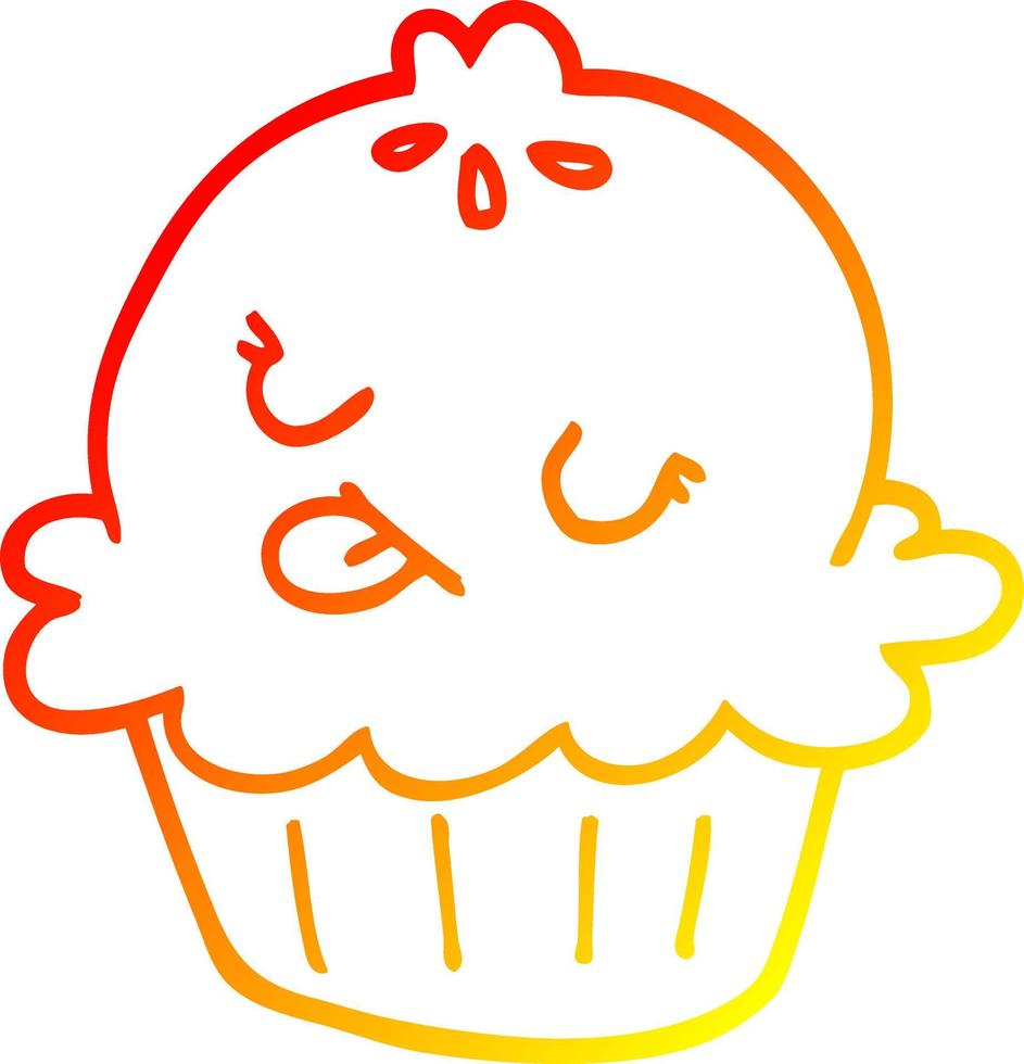warm gradient line drawing cute cartoon pie vector