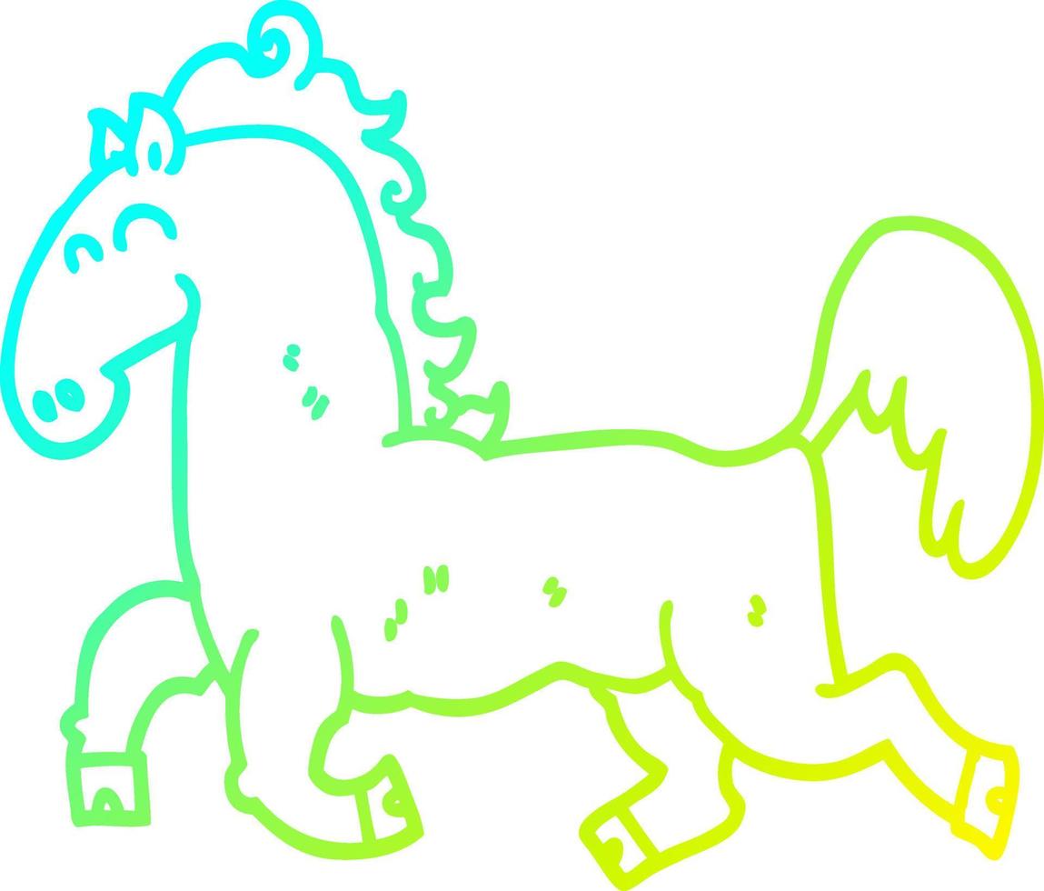 cold gradient line drawing cartoon stallion vector