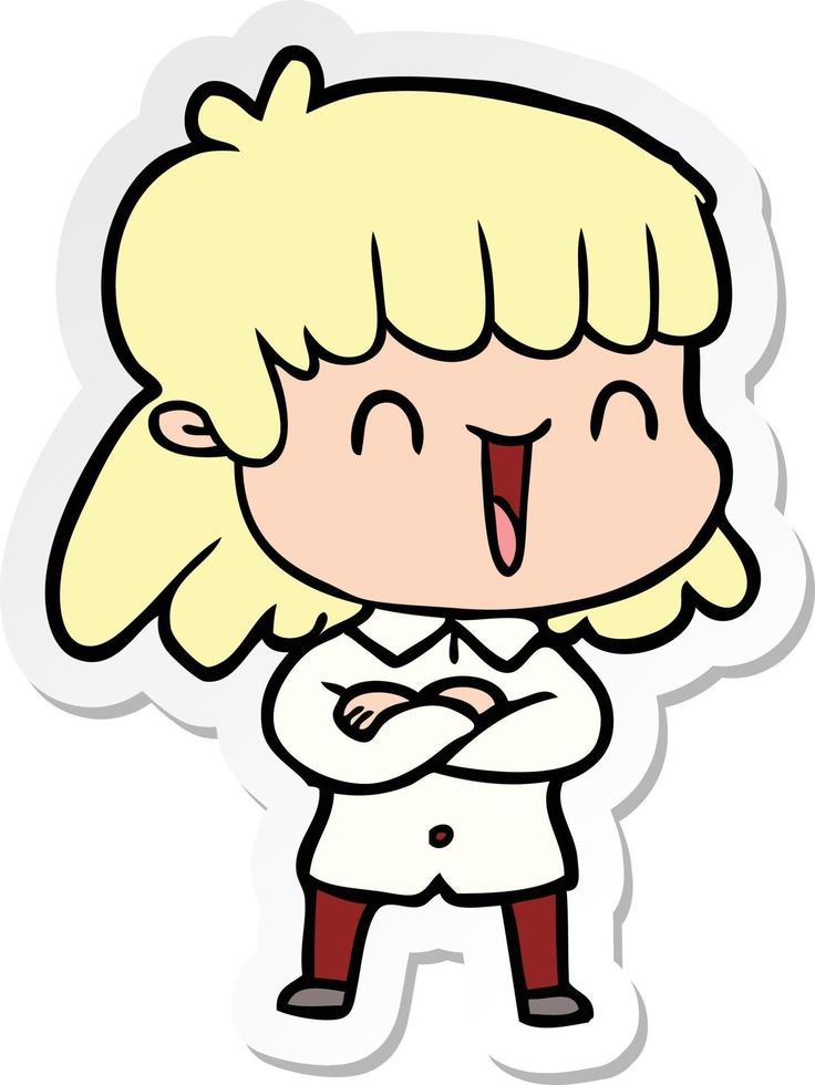 sticker of a cartoon woman vector