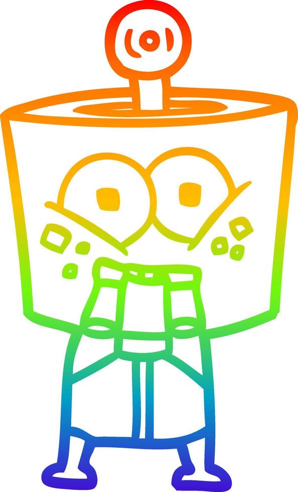 rainbow gradient line drawing happy cartoon robot vector