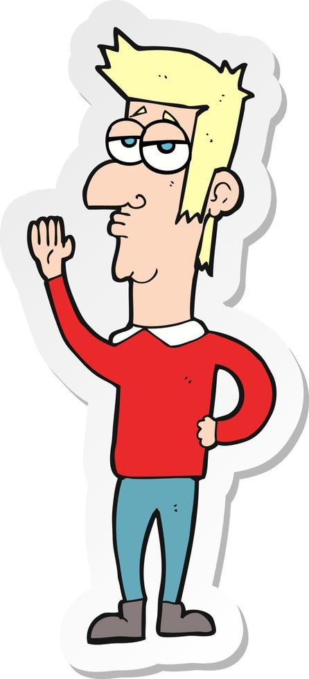 sticker of a cartoon man waving vector
