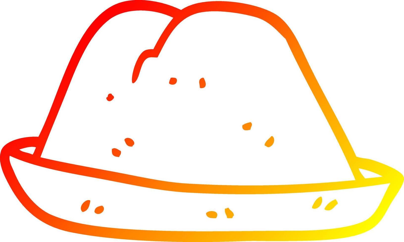 warm gradient line drawing cartoon hat vector