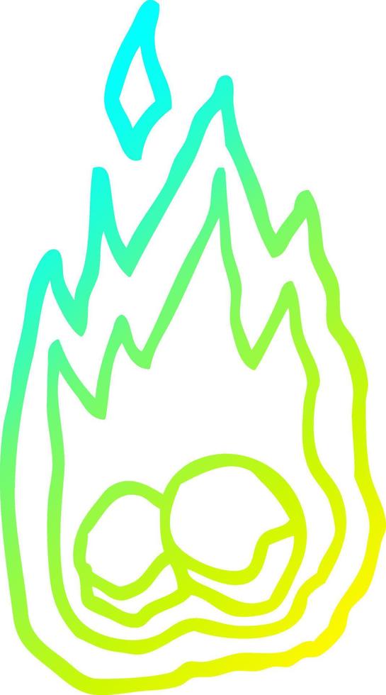 cold gradient line drawing cartoon spooky burning halloween coals vector