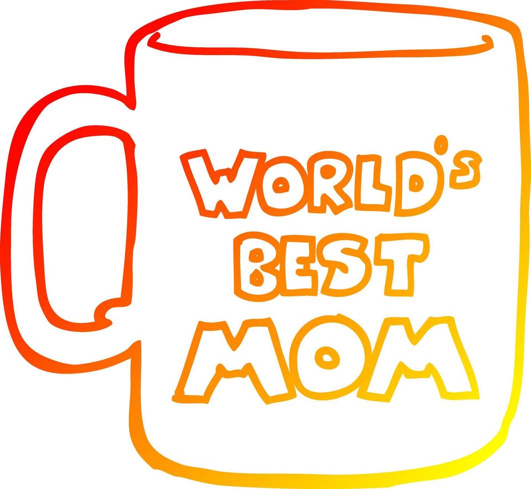 taza de la mejor mamá del mundo del dibujo lineal de gradiente cálido vector