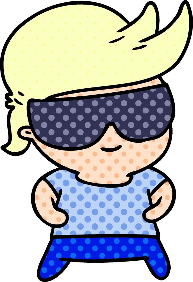 cartoon kawaii kid with shades vector