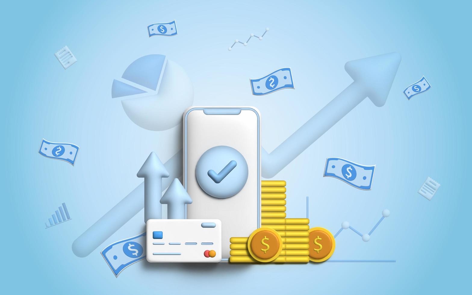 3D Illustration financial management concept and investment, photo
