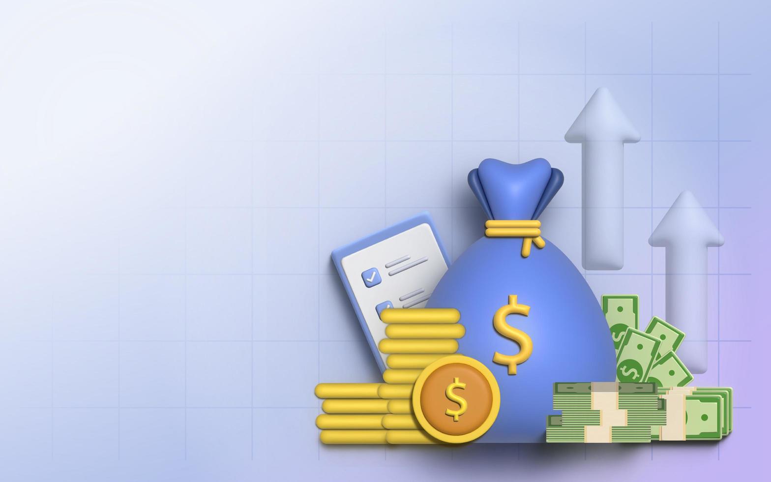 3D Illustration financial management concept and investment, photo