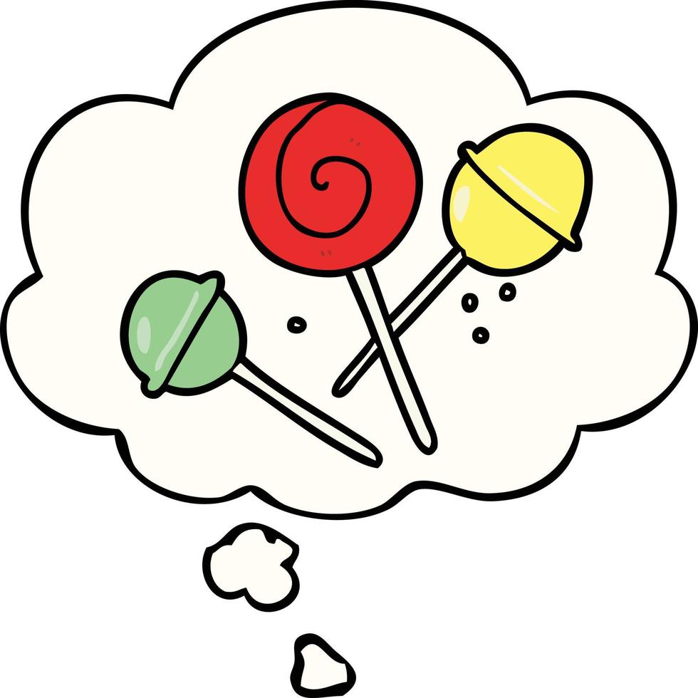 cartoon lollipop and thought bubble vector