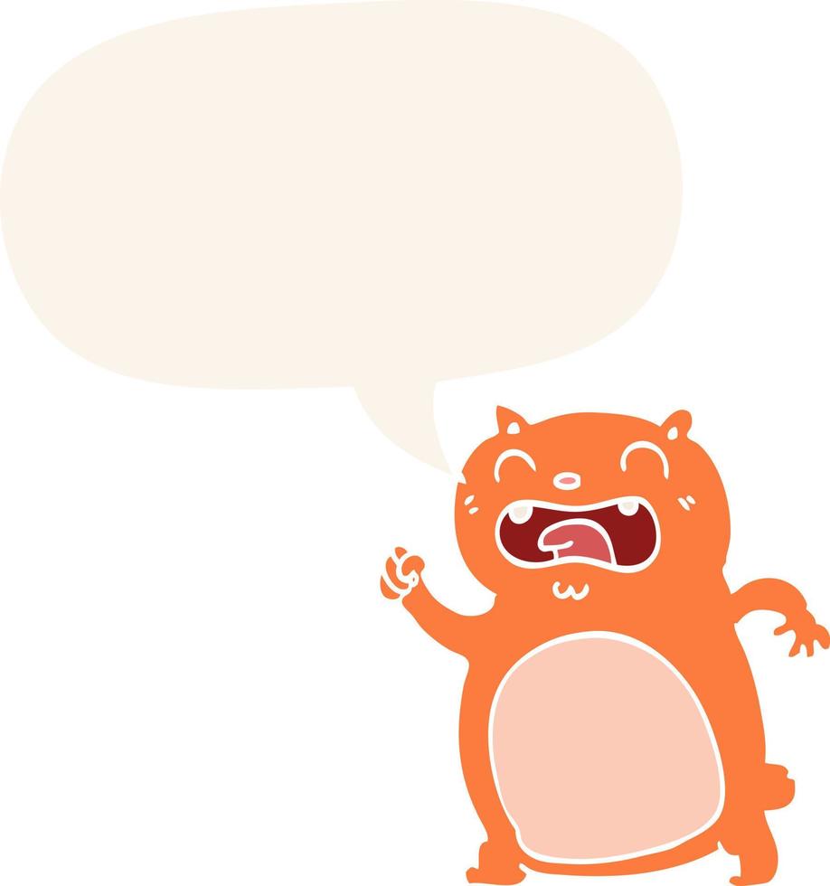 cartoon cat and speech bubble in retro style vector