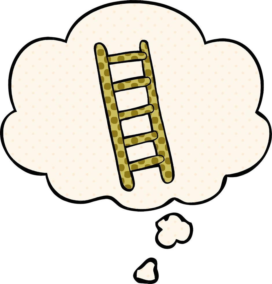 cartoon ladder and thought bubble in comic book style vector