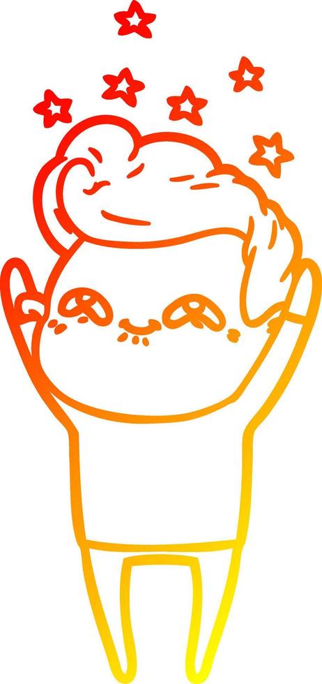 warm gradient line drawing cartoon excited man vector