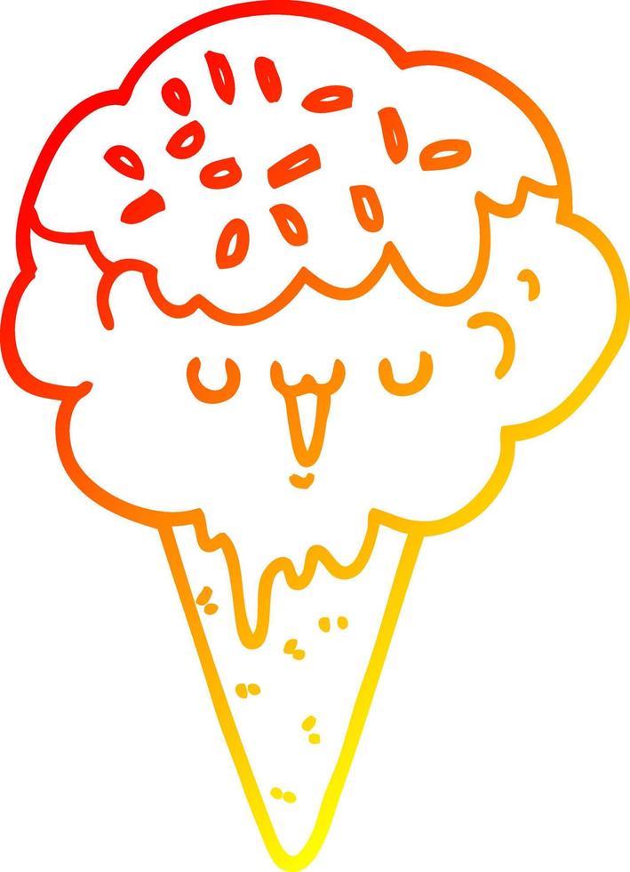 warm gradient line drawing cartoon ice cream vector