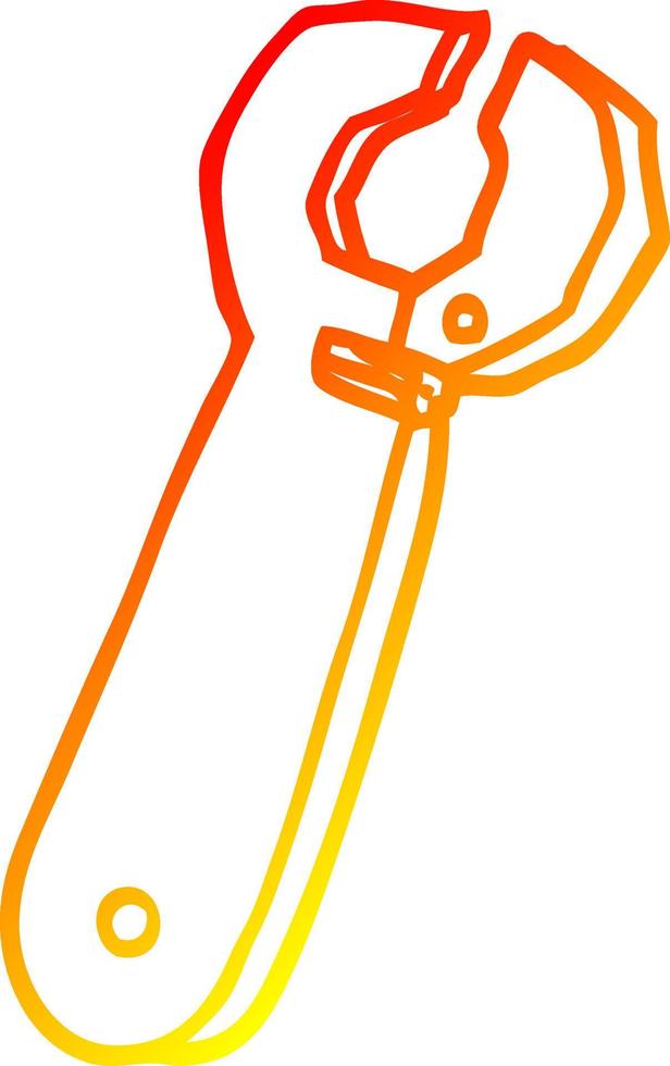 warm gradient line drawing cartoon spanner tool vector