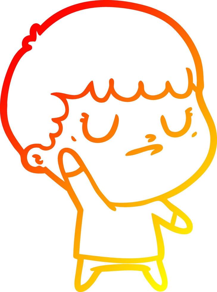 warm gradient line drawing cartoon grumpy boy vector