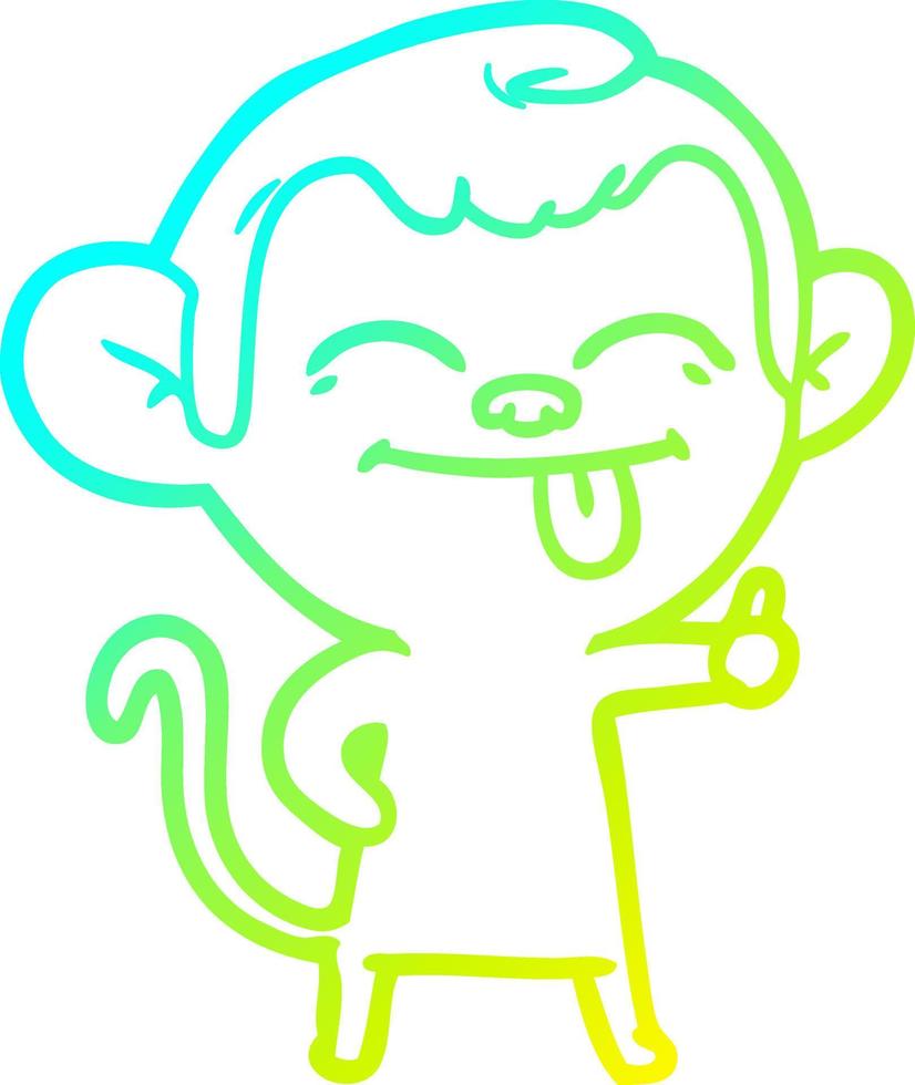 cold gradient line drawing funny cartoon monkey vector