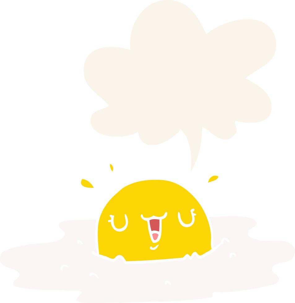 cartoon fried egg and speech bubble in retro style vector