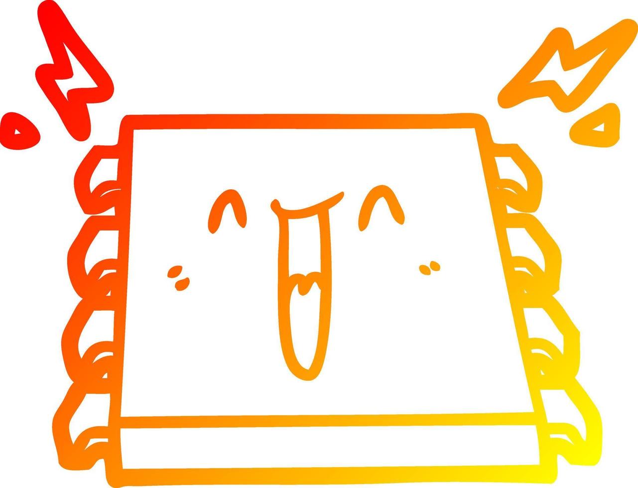 warm gradient line drawing happy computer chip cartoon vector
