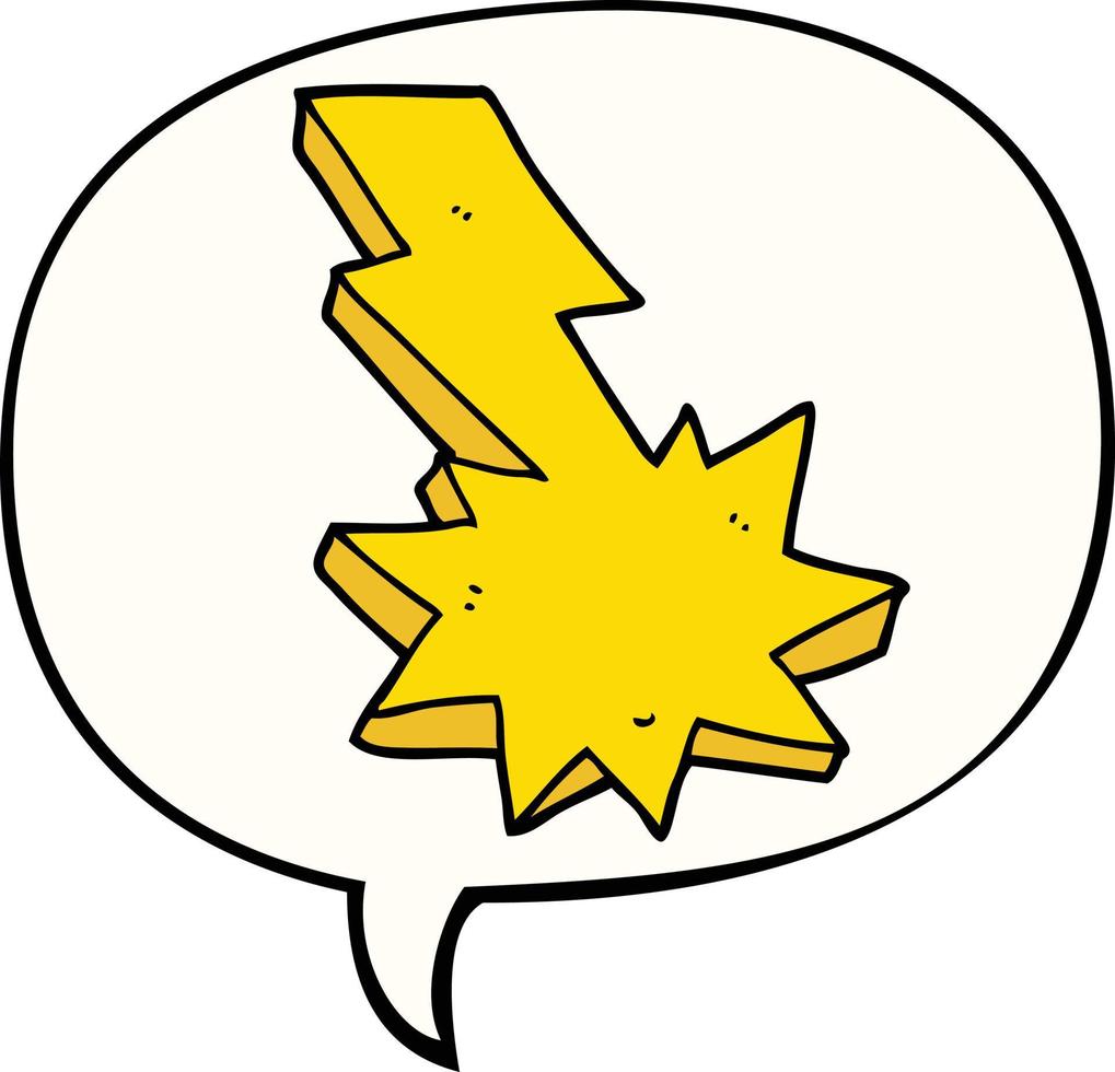 cartoon lightning strike and speech bubble vector