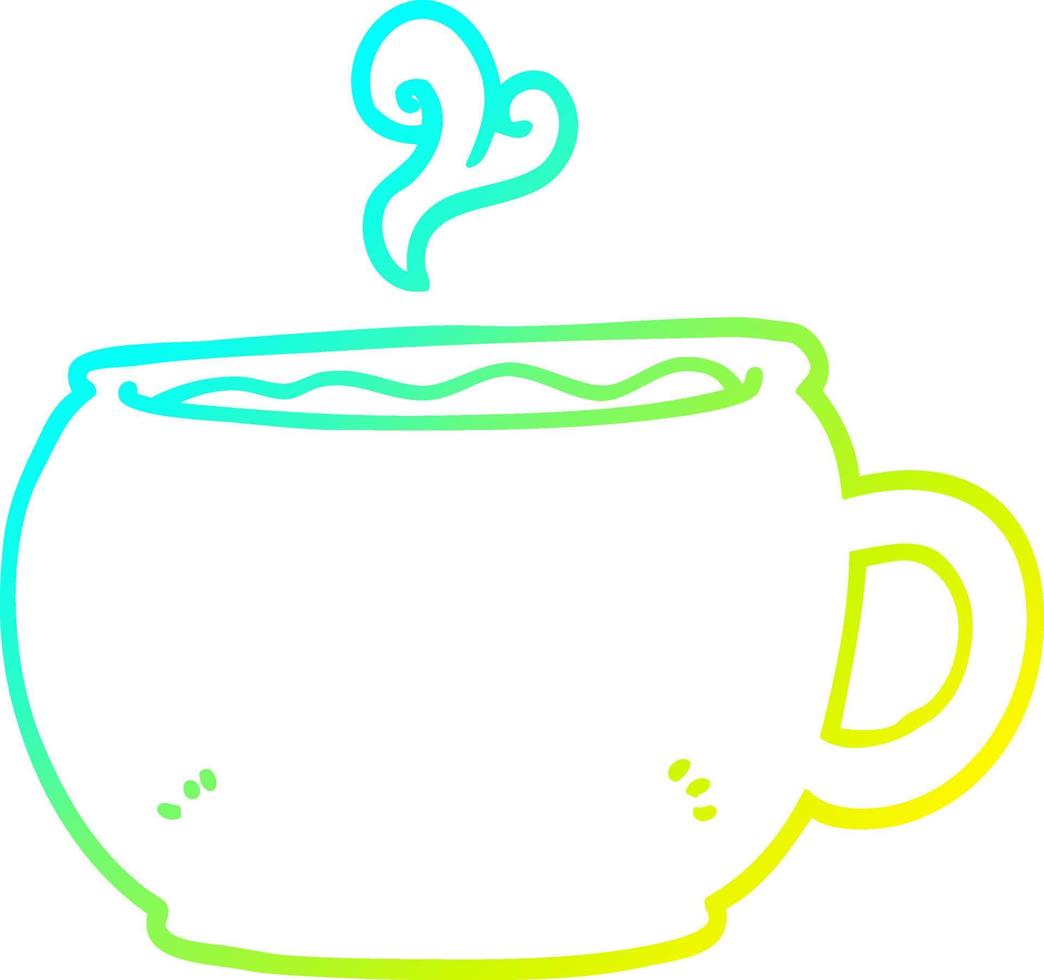 cold gradient line drawing cartoon coffee cup vector