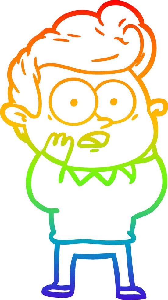 rainbow gradient line drawing cartoon staring man vector