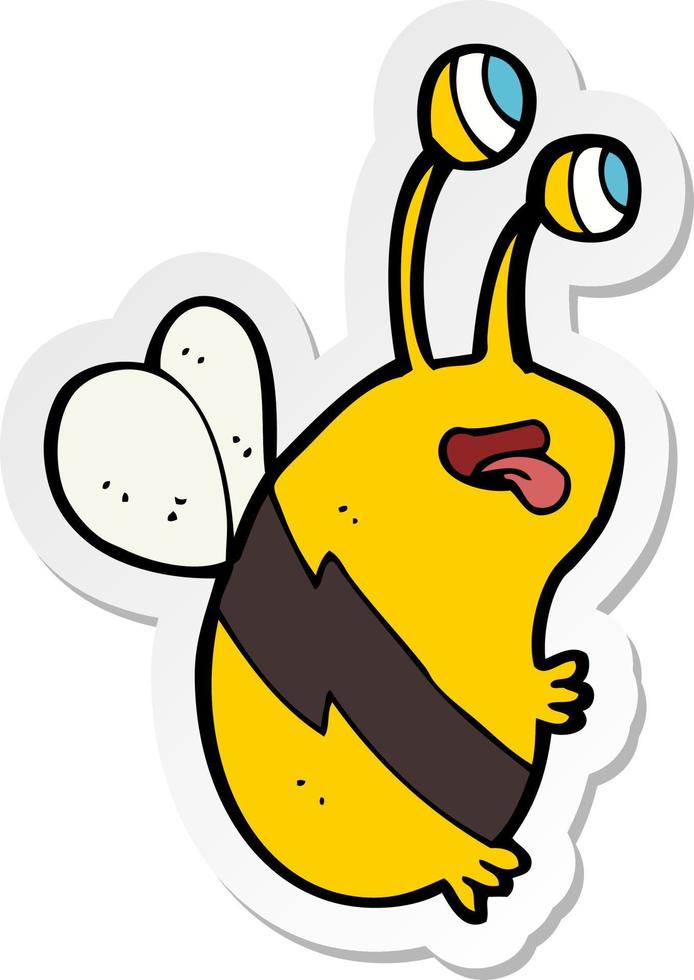 sticker of a cartoon funny bee vector