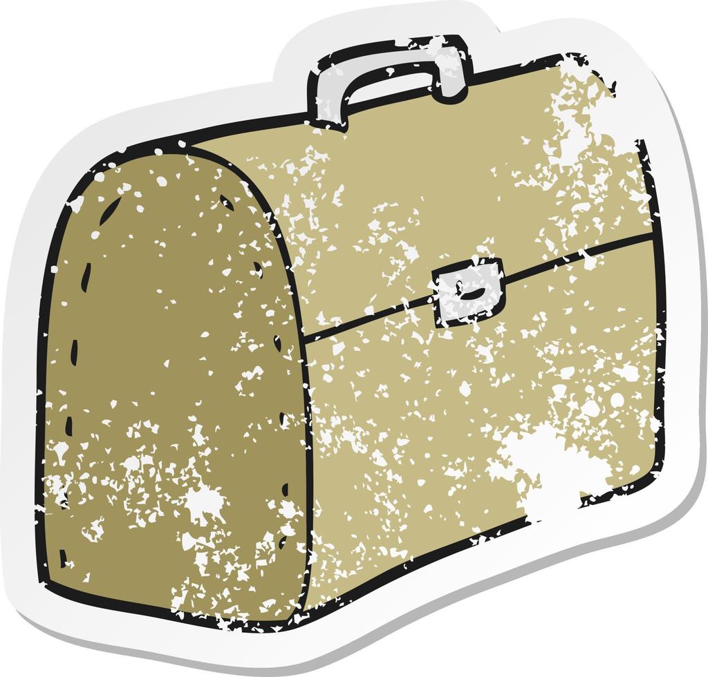 retro distressed sticker of a cartoon bag vector