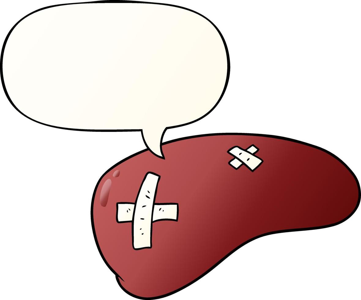 cartoon repaired liver and speech bubble in smooth gradient style vector