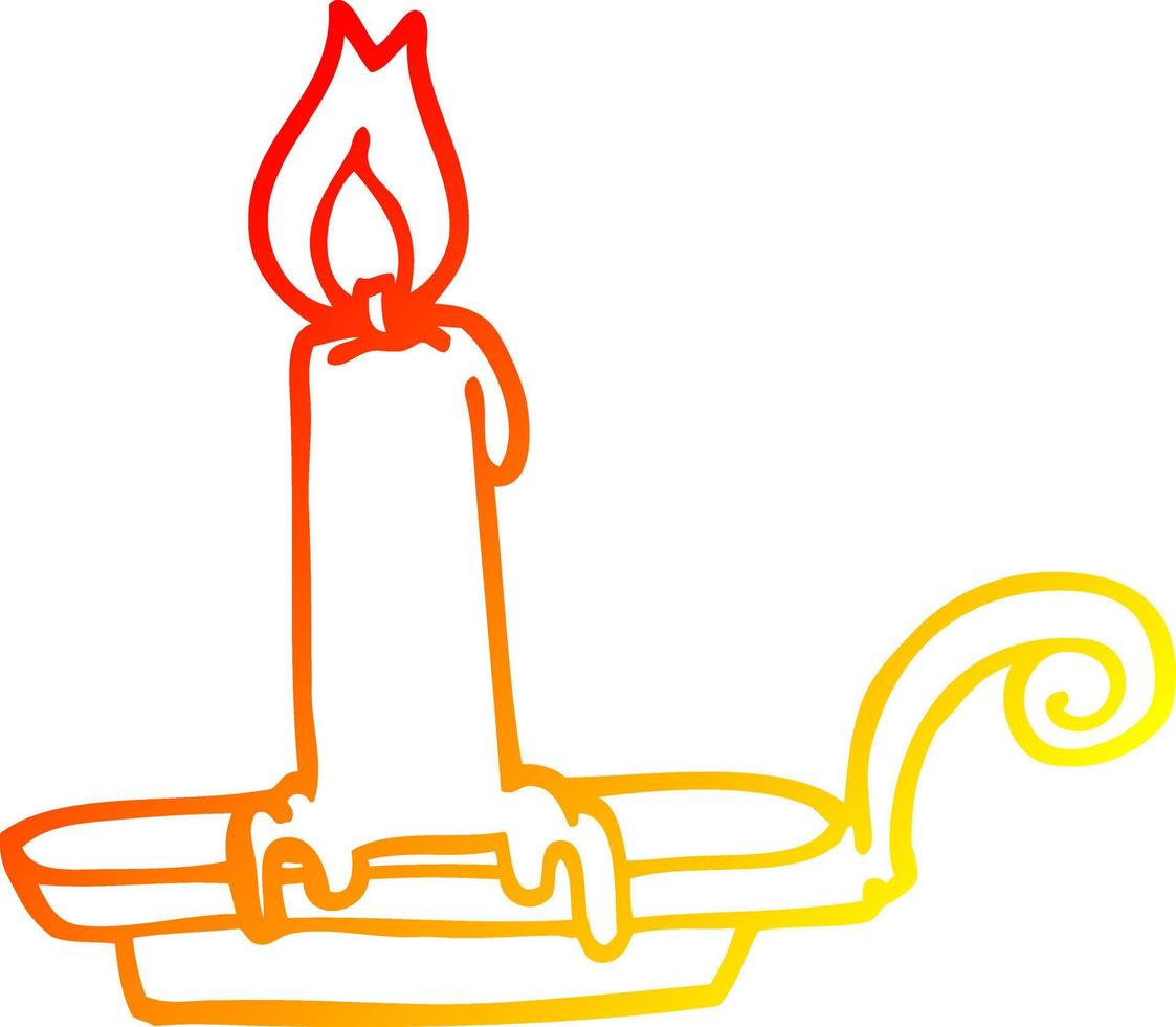 warm gradient line drawing cartoon burning candle vector