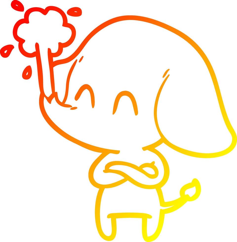 warm gradient line drawing cute cartoon elephant spouting water vector