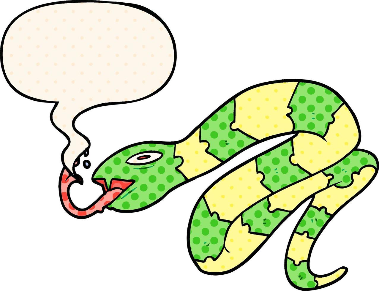 cartoon hissing snake and speech bubble in comic book style vector